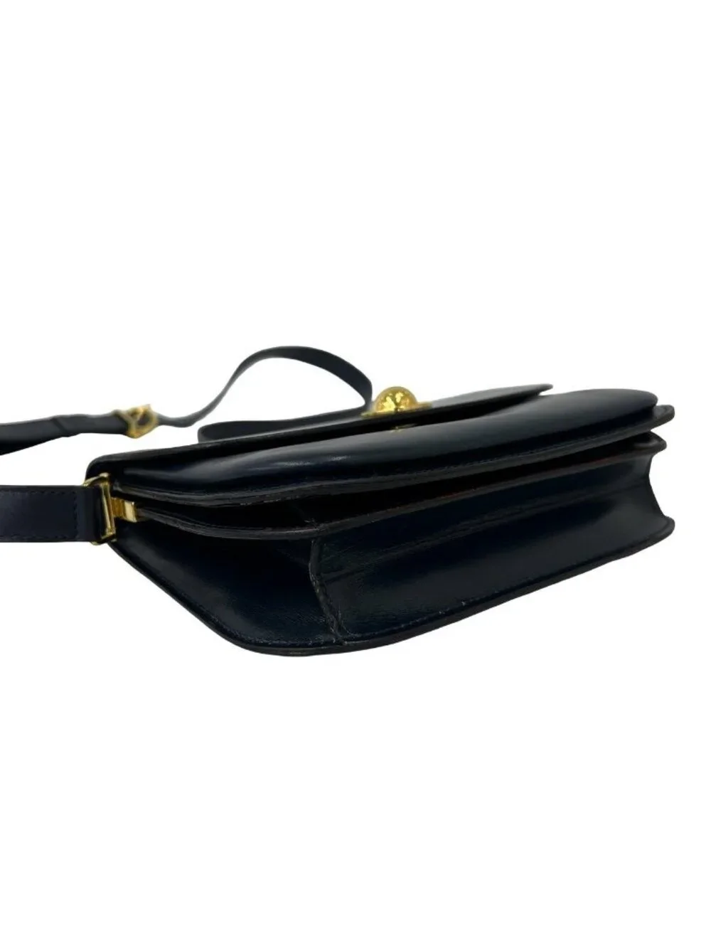 Celine Vintage Star Ball Logo Leather Mini Shoulder Bag Pochette Navy